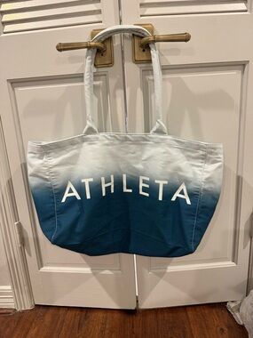 Athleta Ombre Teal-to-White Canvas Tote